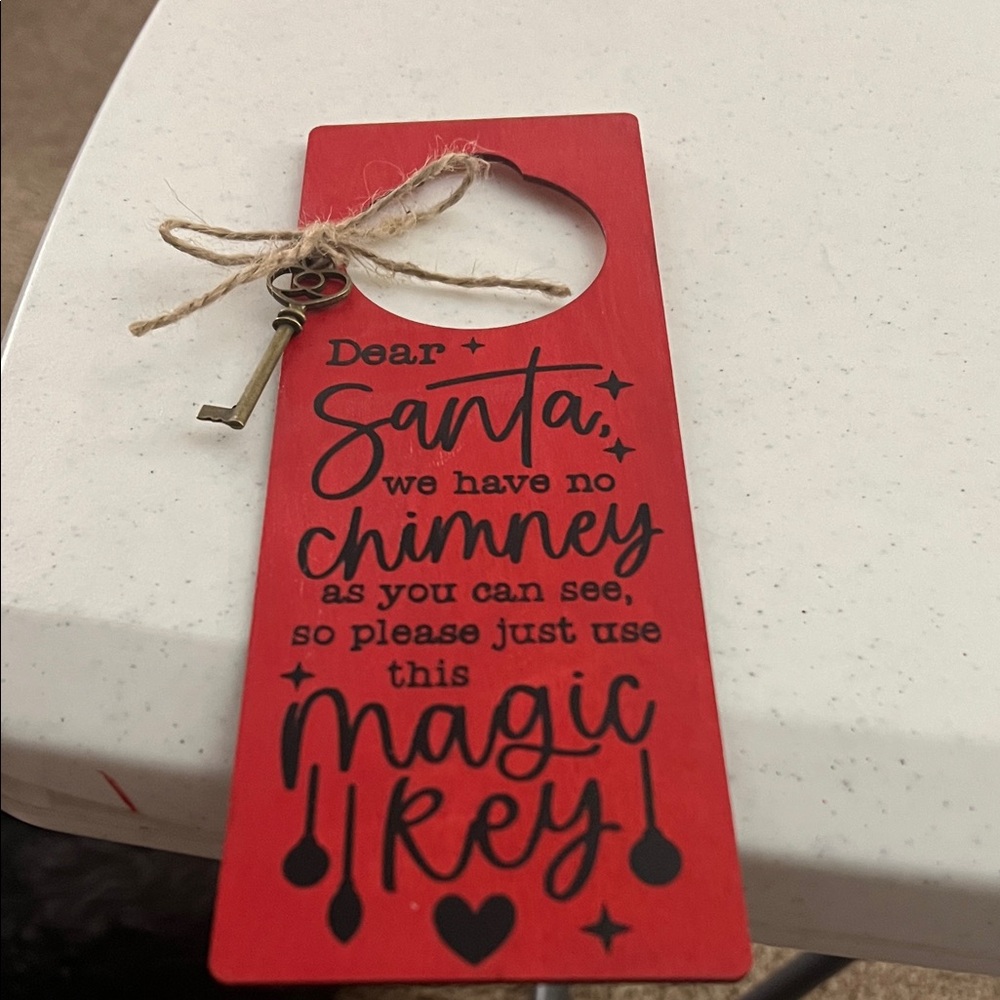 Festive Red Santa Magic Key Door Hanger